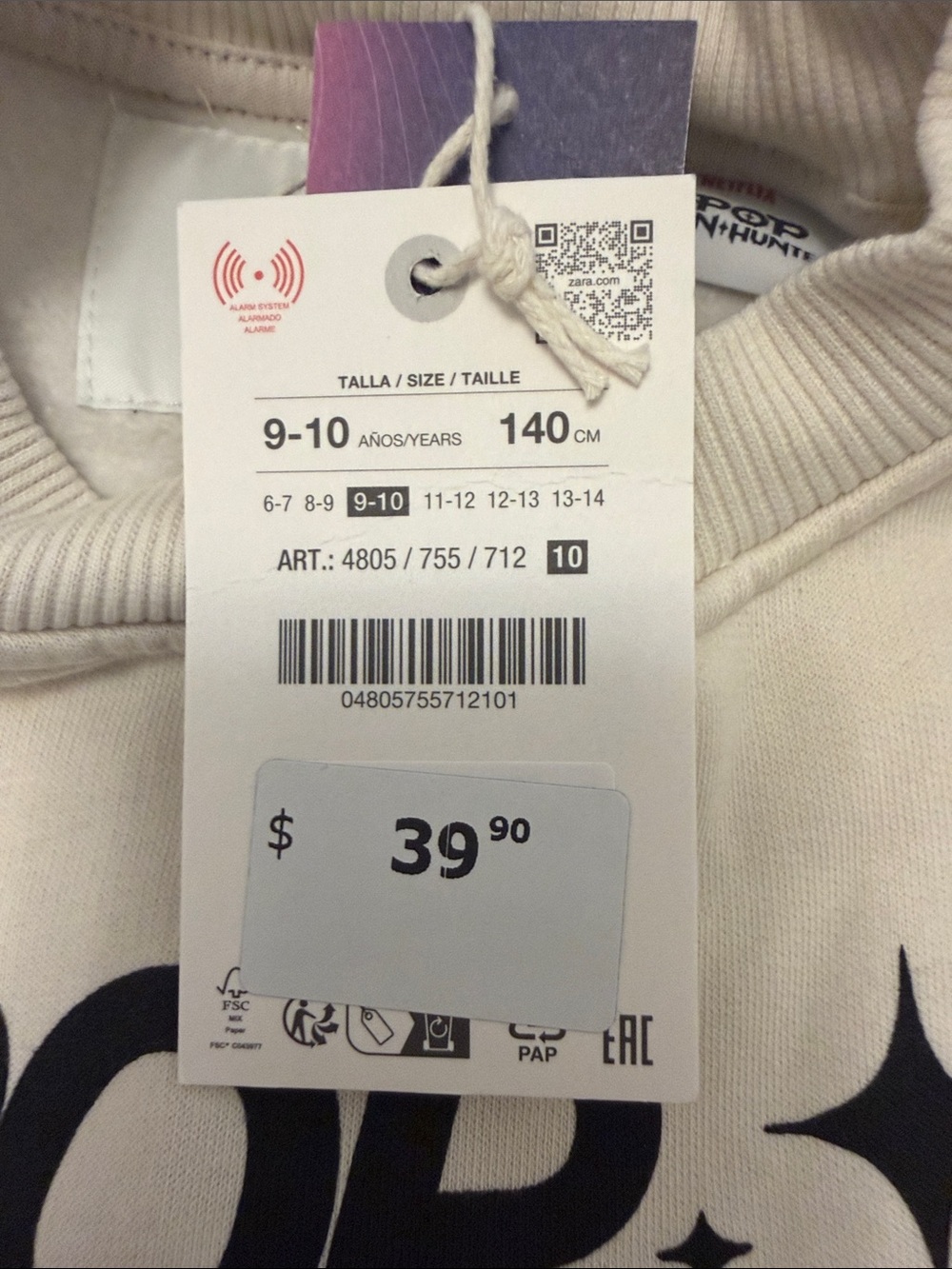 Zara Cream KPOP Demon Hunters Graphic Sweatshirt with Purple Print - Picture 3 of 3
